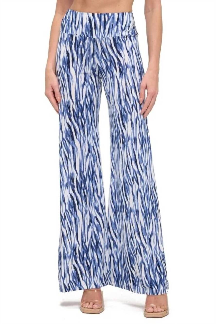 NEW ARIELLA women's tiger palazzo pant in blue